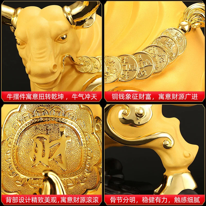 Wall Street Bull Decorative Statue Resin Sculpture Lucky Bull Ornament Domineering home living room bedroom decoration crafts