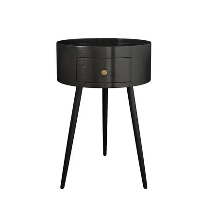 Tables de chevet circulaires polyvalentes : chambre moderne minimaliste, installation facile, table de chevet en noyer noir, design peu encombrant.