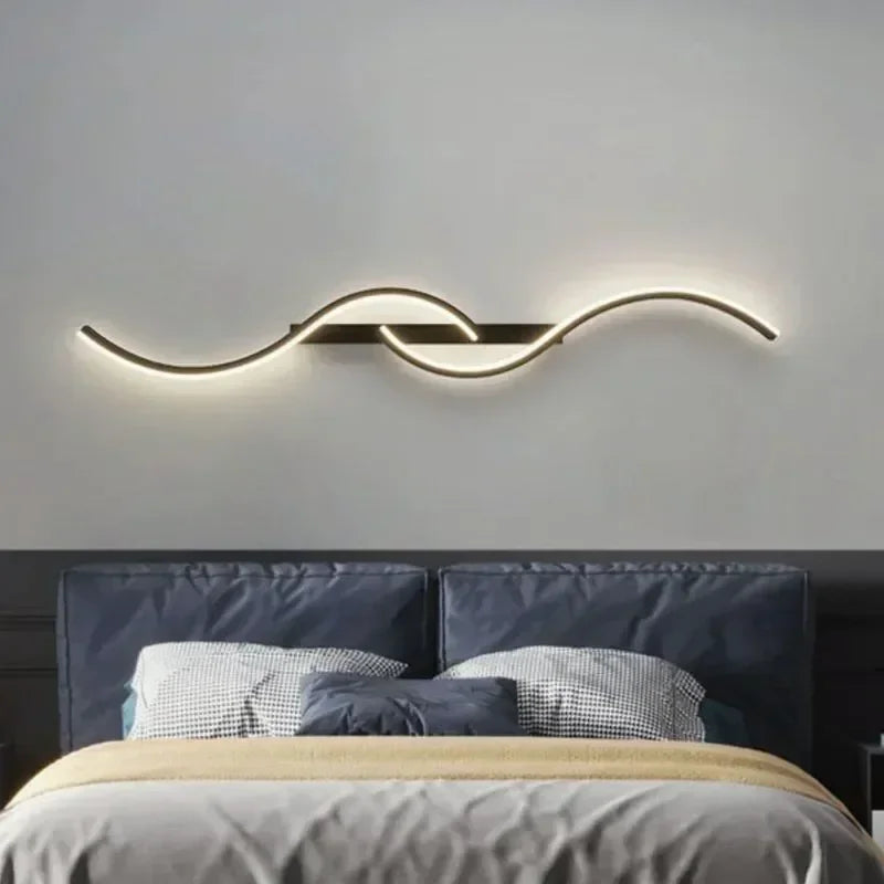 Modern LED Wall Lamp Minimalist Bedroom Bedside Led Sconce Long Strip Lustre Living Room Sofa Home Interior Lighting Fixtures