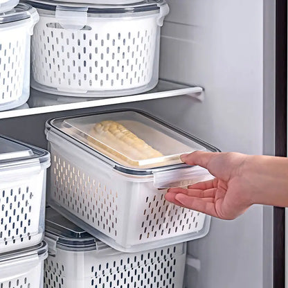 Caja de almacenamiento para conservación de refrigerador, escurridor, contenedores de almacenamiento, caja sellada, caja de drenaje de calidad alimentaria para verduras y frutas