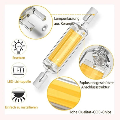 Bombilla LED COB de tubo de vidrio R7S, 78MM, 118MM, lámpara de maíz R7S de alta potencia J78 J118, reemplaza la luz halógena, CA 110V 220V 240V