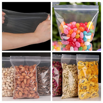 Thickened Zipper Sealing Bags Clear Plastic Storage Bag for Food Candy Jewelry Packing Reclosable Zippers Sealed Pouch Wholesale