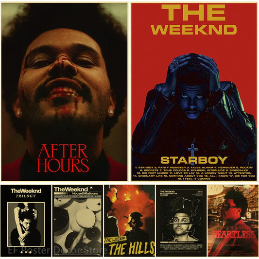 Affiche rétro The Weeknd, imprimés esthétiques Starboy/After Hours/trilogie, peinture Vintage, salle de maison, Bar, café, décoration murale artistique