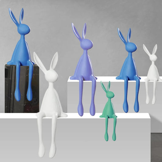 Nordic Home Decorate Figurines for Interior Gift Rabbit Statue Christmas Room Decor Abstract Art Sculpture Desk