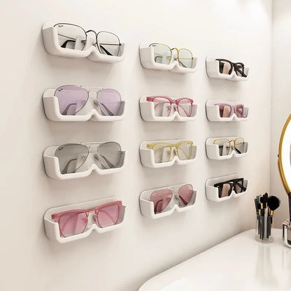 Vitrine en verre haut de gamme, boîte de rangement de lunettes, boîte de rangement murale perforée gratuite pour lunettes de soleil, support de rangement pour lunettes de soleil, rangement à domicile