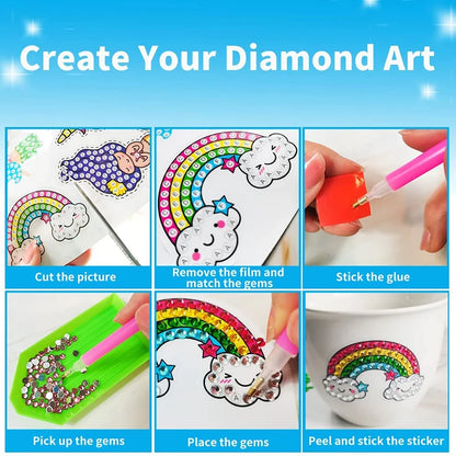 Kids Diamond Painting Stickers Kits for Children Easy DIY Disney Mermaid Cartoon Stickers Diamond Painting by Numbers Art Crafts