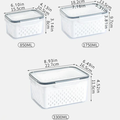 Refrigerator Preservation Storage Box Drain Basket Storage Containers Sealed Box Vegetable and Fruit Food Grade Drain Box