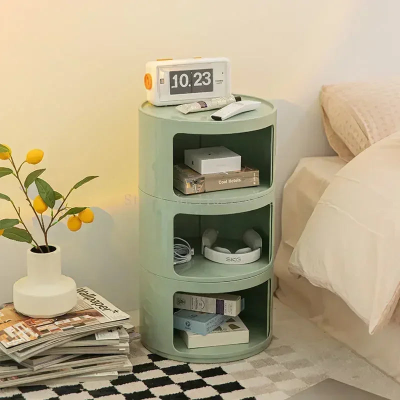 Nordic Ins Net Red Bedside Table Modern Minimalist White Round Creative Small Cabinet Mini Simple Plastic Side Cabinet 협탁