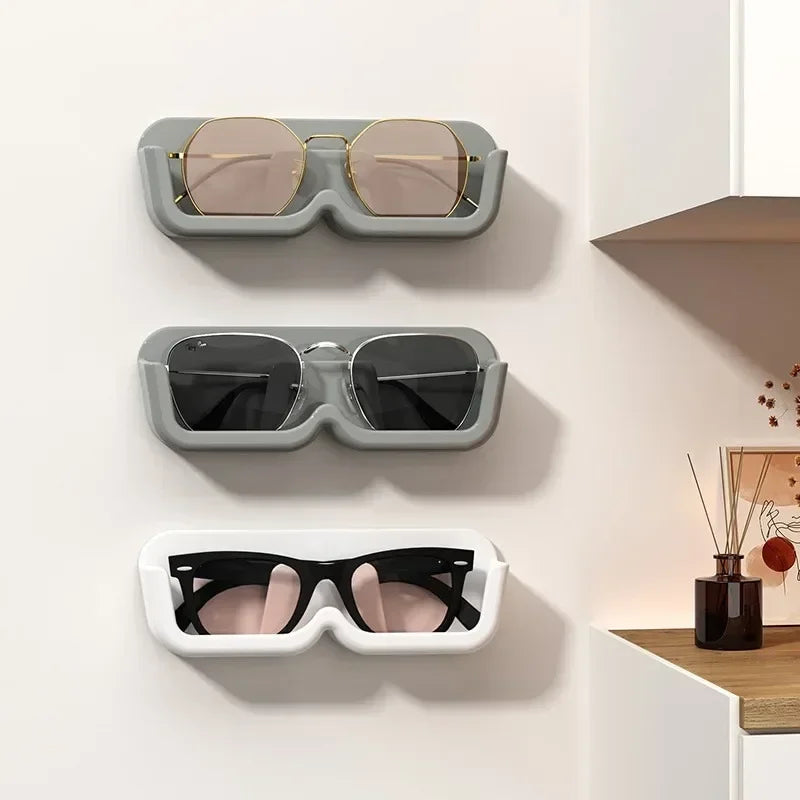 Estante de almacenamiento de gafas sin perforaciones, soporte de exhibición para gafas de sol montado en la pared, caja de almacenamiento para decoración de armario, organizador de gafas de sol