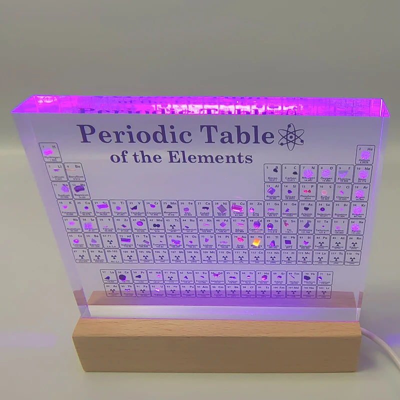 Tableau périodique avec éléments réels intégrés Tableau périodique Mendeleïev transparent Outils pédagogiques Ornements d'étude pour enfants Affichage de bureau