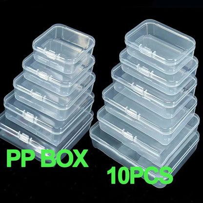 5Pcs/10Pcs PP Storage Box Mini Transparent Plastic Case Container Square Rectangle Packaging Box for Jewellry Beads Small Items