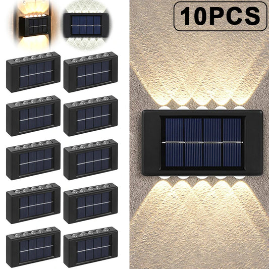 Lámpara Solar de pared para exteriores, luz Solar impermeable hacia arriba y hacia abajo, iluminación luminosa para patio, paisaje de la calle, decoración de pared para jardín