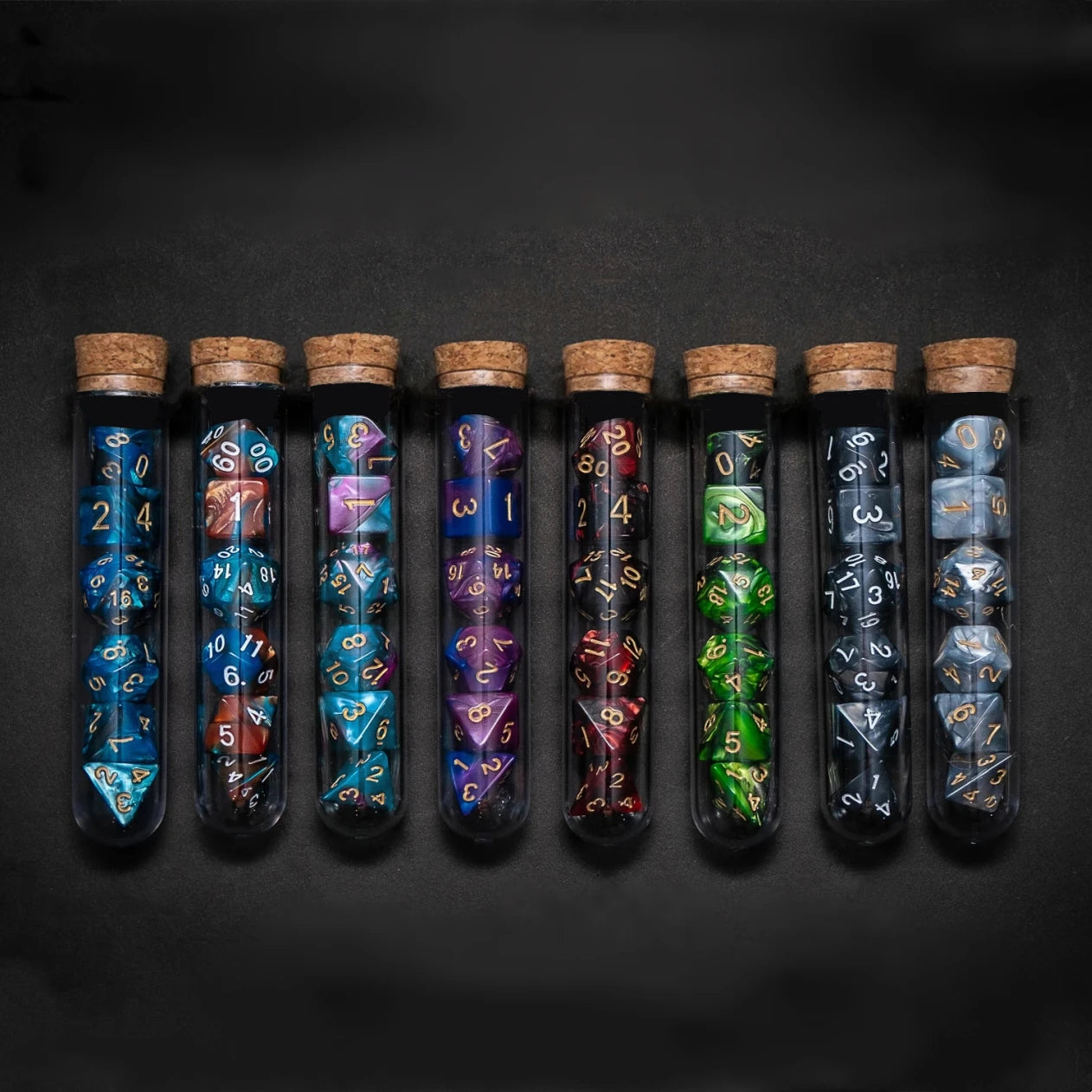 Lot de 7 dés polyédriques transparents D&amp;D COC DnD RPG Fantasy Potion Flask | Ensemble de dés Donjons et Dragons pour jeux de table