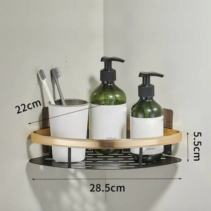 Aluminum Bathroom Shelves Corner Shower Shelf Wall Mount Shampoo Storage Rack Holders No Drill Kitchen Bathroom Accessories