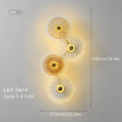 Luces LED de cristal redondas nórdicas modernas, combinación de lámpara de pared para sala de estar, TV, fondo, cabecera, pasillo