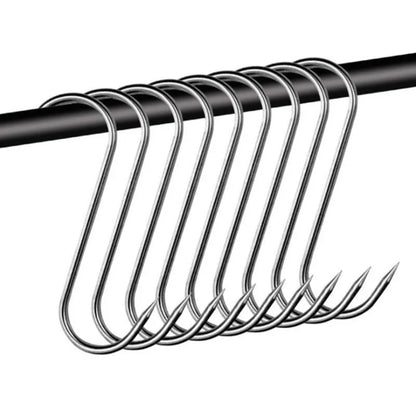 Ganchos en forma de S de acero inoxidable con punta afilada, colgador de ropa para carne, ganchos colgantes para carnicería, utensilios de cocina para hornear