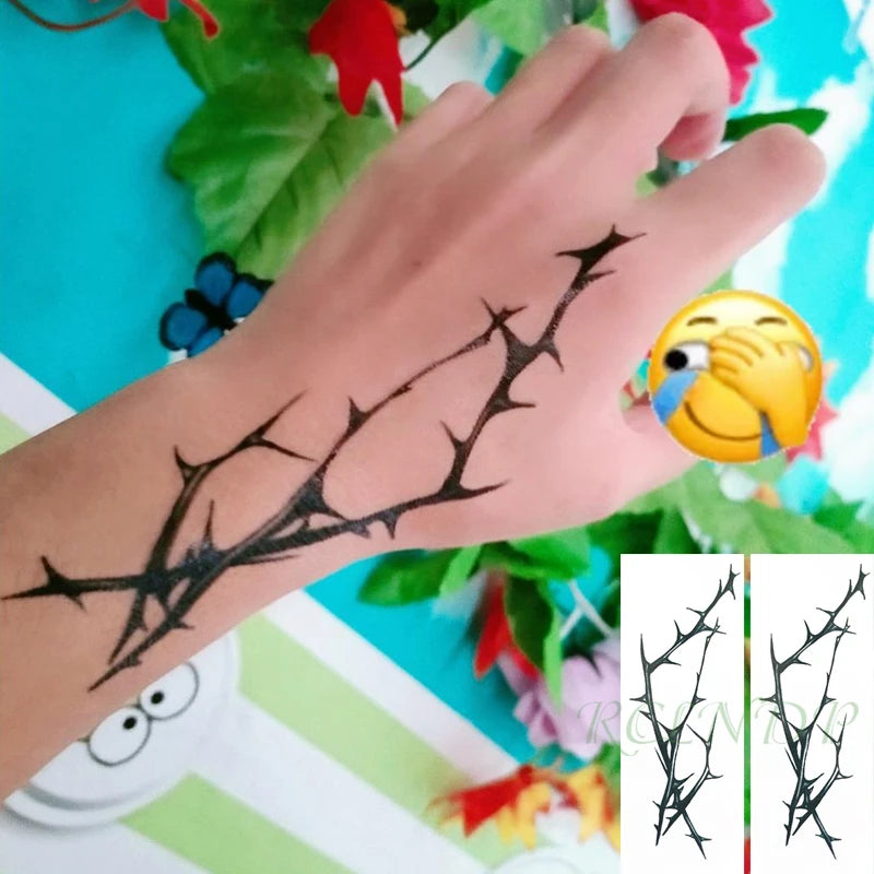 Tatuaje temporal a prueba de agua pegatina diseño de rama de árbol negro tatuaje falso Flash tatuaje mano para brazo arte corporal para mujeres y hombres