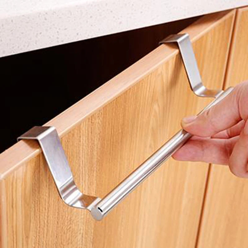 Kitchen Cabinet Door Towel Bar Stainless Steel Door Back Towel Hanging Holder Bathroom Punch-free Towels Hooks  Home Organizer