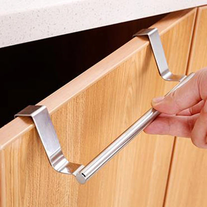 Kitchen Cabinet Door Towel Bar Stainless Steel Door Back Towel Hanging Holder Bathroom Punch-free Towels Hooks  Home Organizer