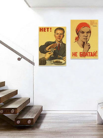 Pósteres Retro soviéticos con retrato de Stalin CCCP de la URSS, pintura artística, impresiones de papel Kraft, pegatina de pared, decoración para habitación, Bar y cafetería