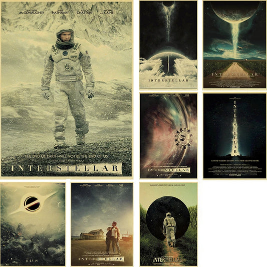 Affiche vintage classique du film Interstellar, papier kraft, impression, peinture, affiche rétro, autocollant mural, décoration d'intérieur, peinture murale