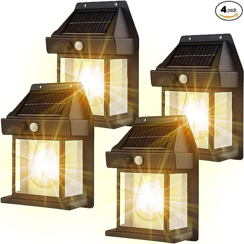 Outdoor Solar Wall Lamp Waterproof Tungsten Filament Lamp Induction Lamp Household Light Garden Wall Light