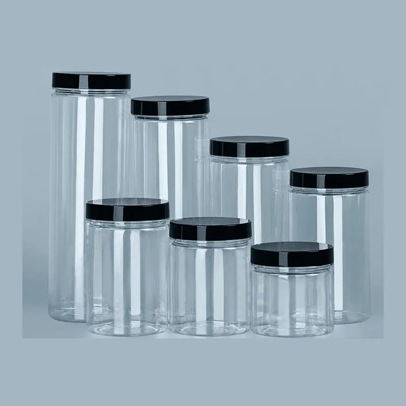 Clear Sealed Can With Lid Plastic Empty Packing Bottle Circular Storage Bucket Biscuit Jar Food Grade Sealed Cans Tank Container