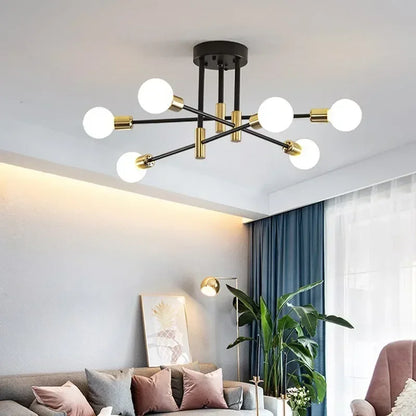 6 Heads Modern LED Chandelier Retro Creative Ceiling Pendant Lighting Living Room Bedroom Hall Home Decor Lndoor Lights Fixture