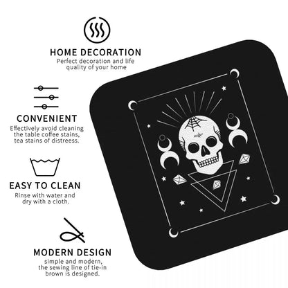 Skull & Witchcraft Symbols - Goth Coasters Coffee Mats Set of 4 Placemats Cup Tableware Decoration & Accessories Pads for Home