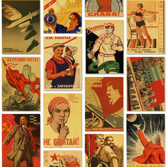 Carteles soviéticos retro de la URSS CCCP, impresiones en papel Kraft, carteles vintage para decoración de cafeterías y bares, imágenes estéticas, pintura de pared