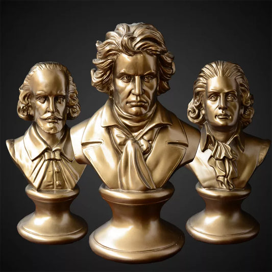 Escultura de cabeza de músico Beethoven Chopin Mozart, adornos para habitación, estatua artística de resina de Shakespeare, decoración moderna para el hogar, regalos para amantes de la música