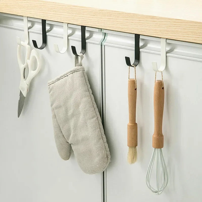 Multi-Purpose Hooks Kitchen Cabinet Door Back Hook Hanging Rack Clothes Coat Hat Towel Hanger Storage Hook Bathroom Accessories