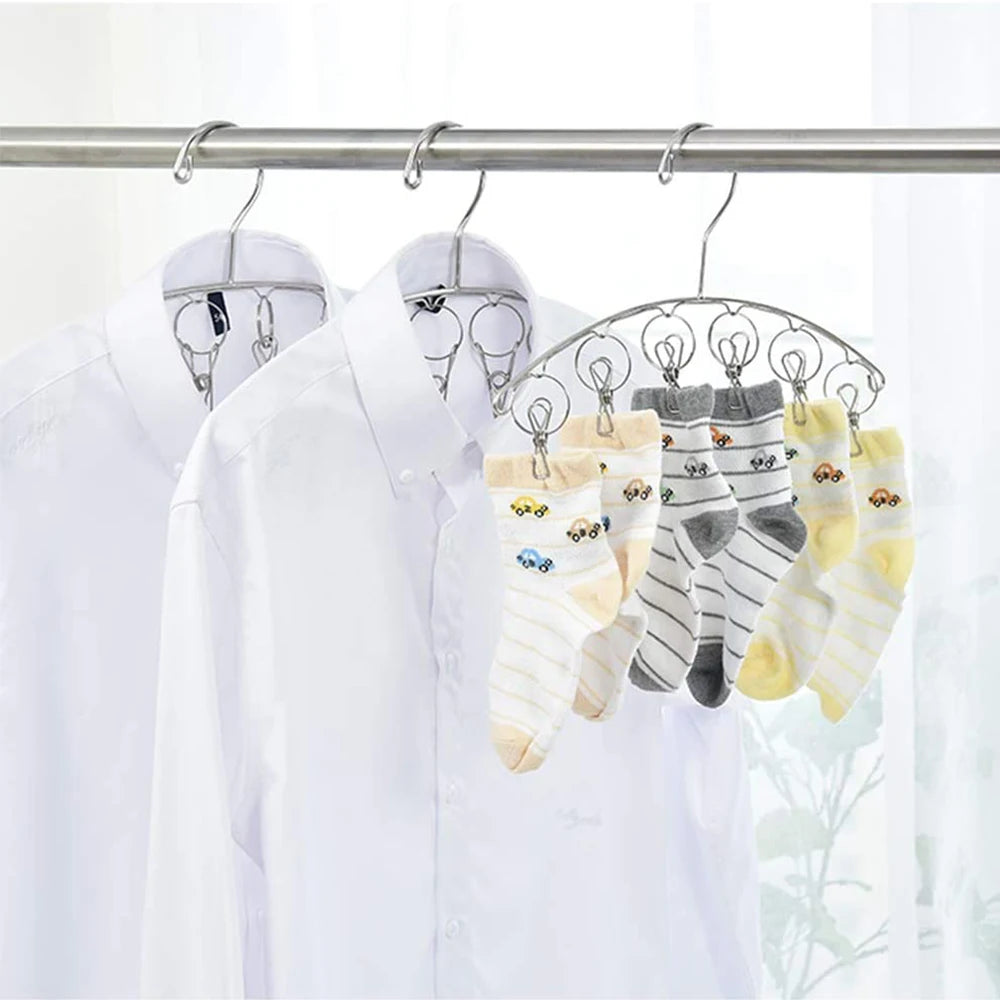 Clothes Drying Hanger with 32 Clips / 8 Clips Socks Underwear Drying Folding Laundry Hanging Rack