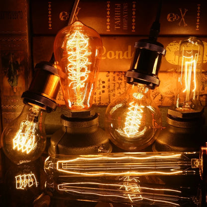 Ampoule rétro Edison E27 220V 40W, A60 ST58 ST64 T10 T45 T185 G80 G95, Ampoule Vintage à Filament, lampe spirale à incandescence