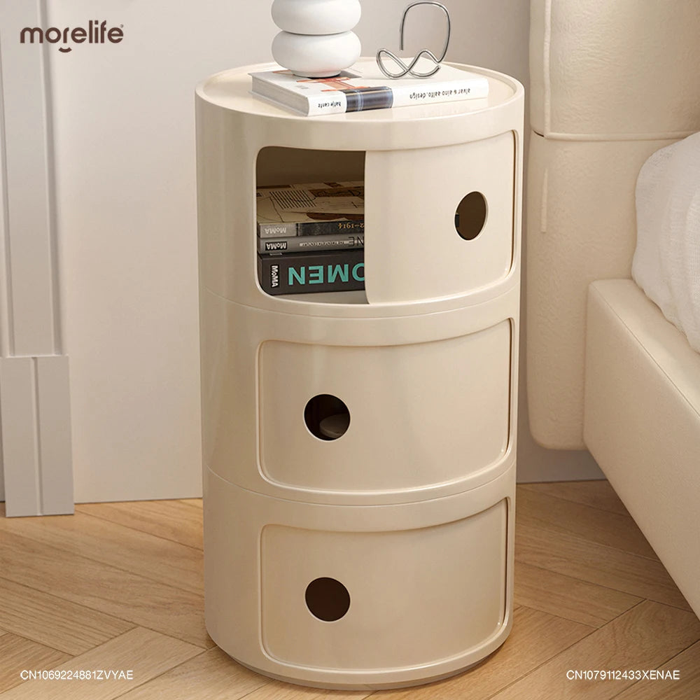 Nordic Modern White Nightstands Mini Circular Design Bedside Table Creative Round Storage Cabinet Night Stand Bedroom Furniture