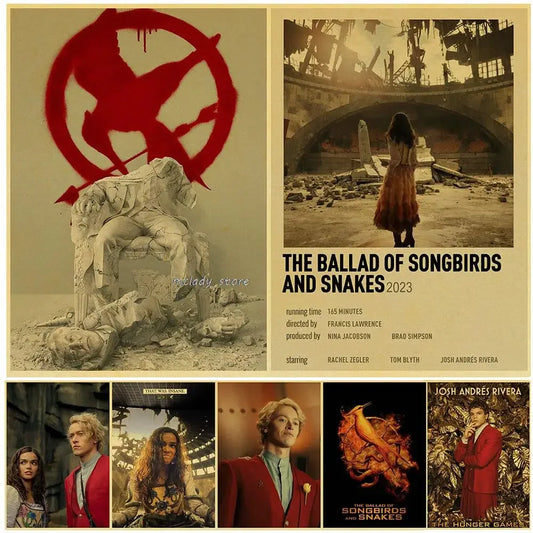 Affiches Hunger Games La Ballade des Oiseaux Chanteurs et des Serpents Impressions Rétro en Papier Kraft Peinture Murale Étude Maison Salon Photo