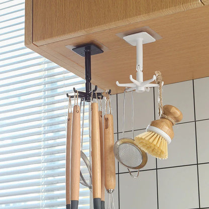 Rotating hook kitchen bathroom living room wall free punching multifunctional glue hook