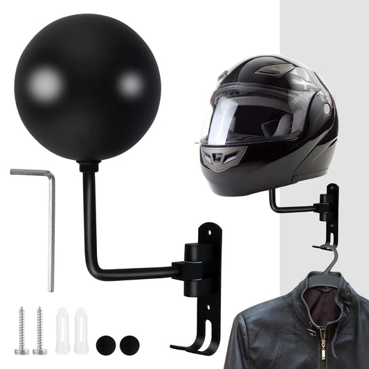 Soporte para casco de motocicleta, soporte de pared para casco de acero teñido, percha para casco con rotación de 180 con doble gancho, soporte para casco de bicicleta