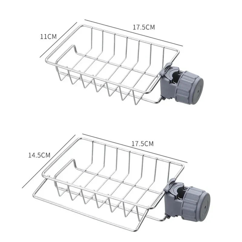 Égouttoir d'évier de cuisine en acier inoxydable, support de robinet de rangement d'éponge, égouttoir à savon, porte-serviettes, organisateur d'étagère, accessoires de cuisine