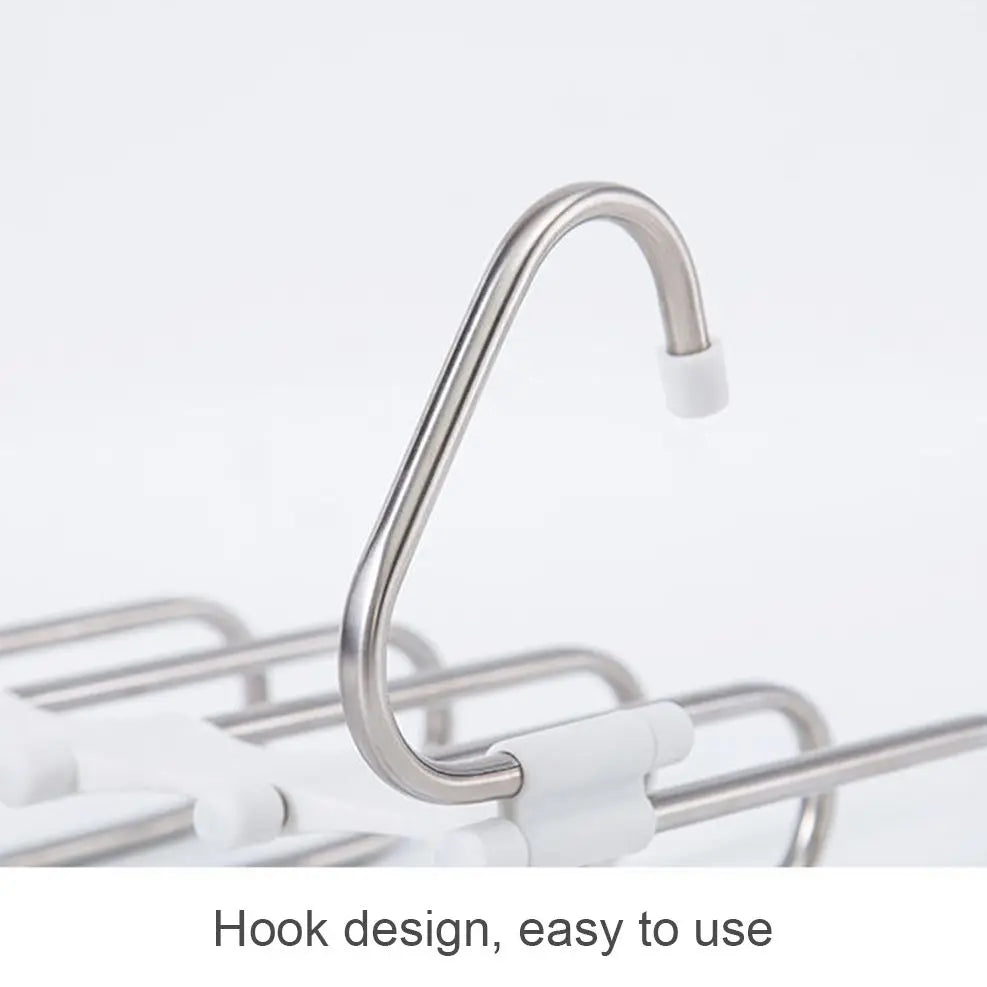 Stainless Steel Retractable Trouser Rack Folding Multi-functional Multi-layer Hanger Home Storage Clothes Drying Rack