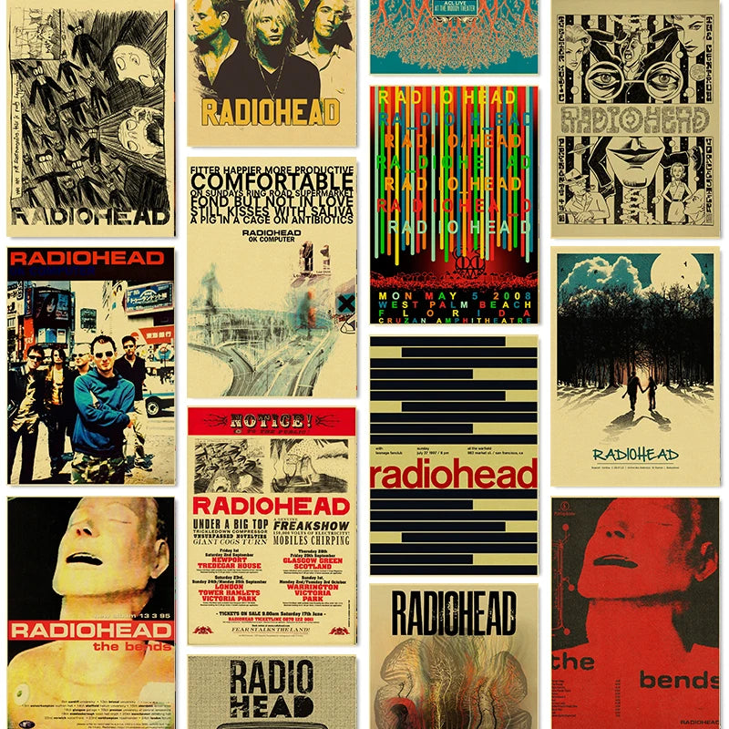 Póster Artístico musical de Radiohead de banda de Rock, impresiones Retro, carteles de álbum, decoración Vintage para el hogar, habitación, Bar, cafetería, imagen estética, pintura de pared