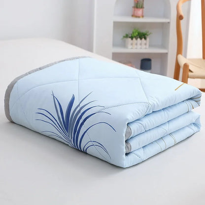 Summer Washed Cotton Quilt Air-conditioning Comforter Soft Breathable Blanket Thin Leaf Print Bedspread Bed Cover Home Textiles