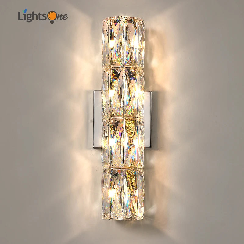 Salon chambre chevet longue applique fond mur villa lumière luxe haut de gamme cristal applique murale