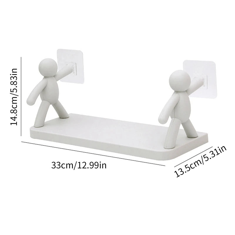 New Creative Bathroom Storage Shelves Cute White Doll Villain Shelves Shelf Self-adhesive Bathroom Cosmetics Storage Racks