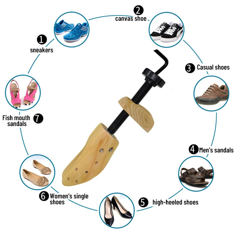 Shoe Stretcher Wooden Shoes Tree Shaper Rack Pine Wood Shoe Tree Adjustable Flats Pumps Boots Expander Trees For Man Women