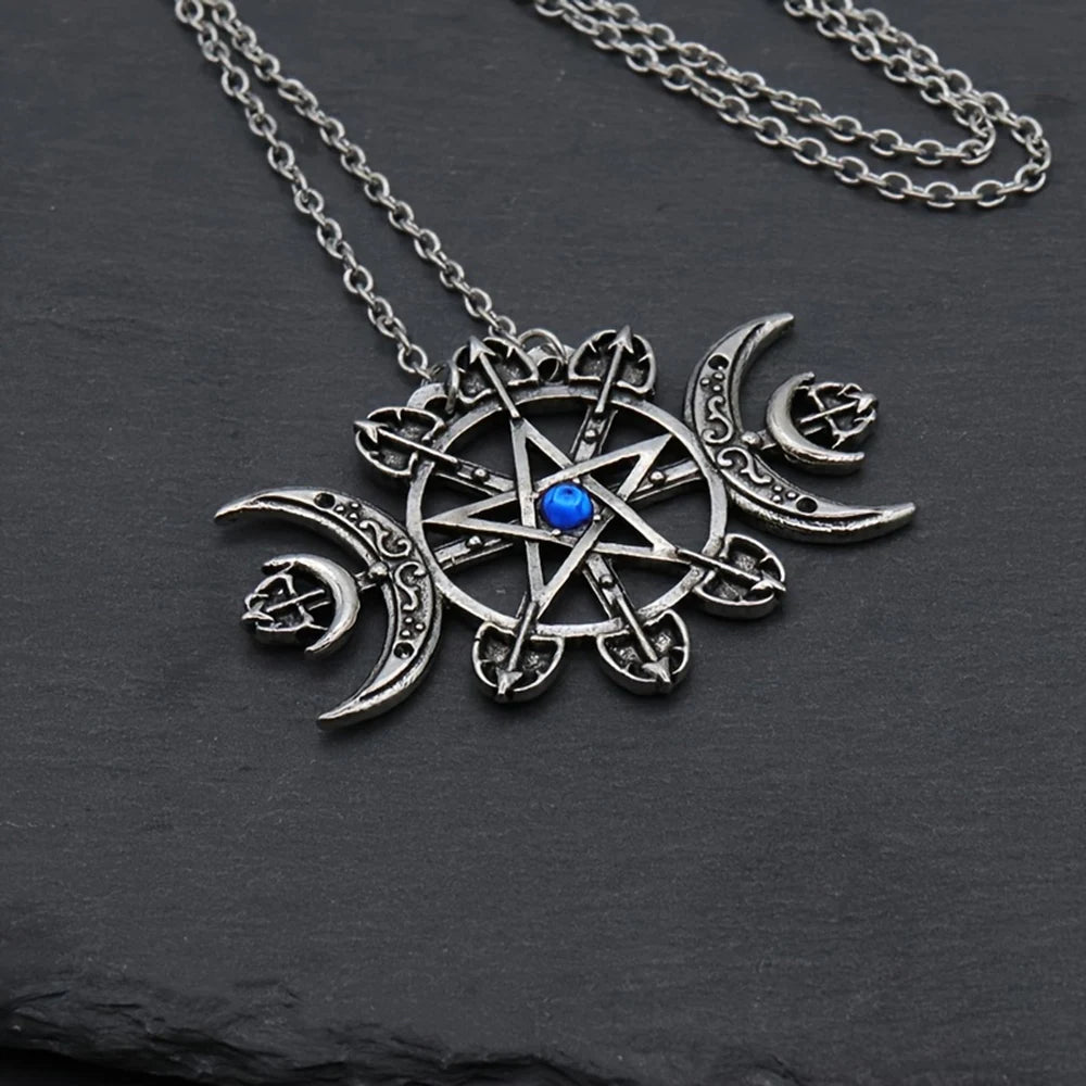 Mystic Witcher pentagramme bénédiction lune collier pour femmes collier gothique filles Goth accessoires bijoux de créateur