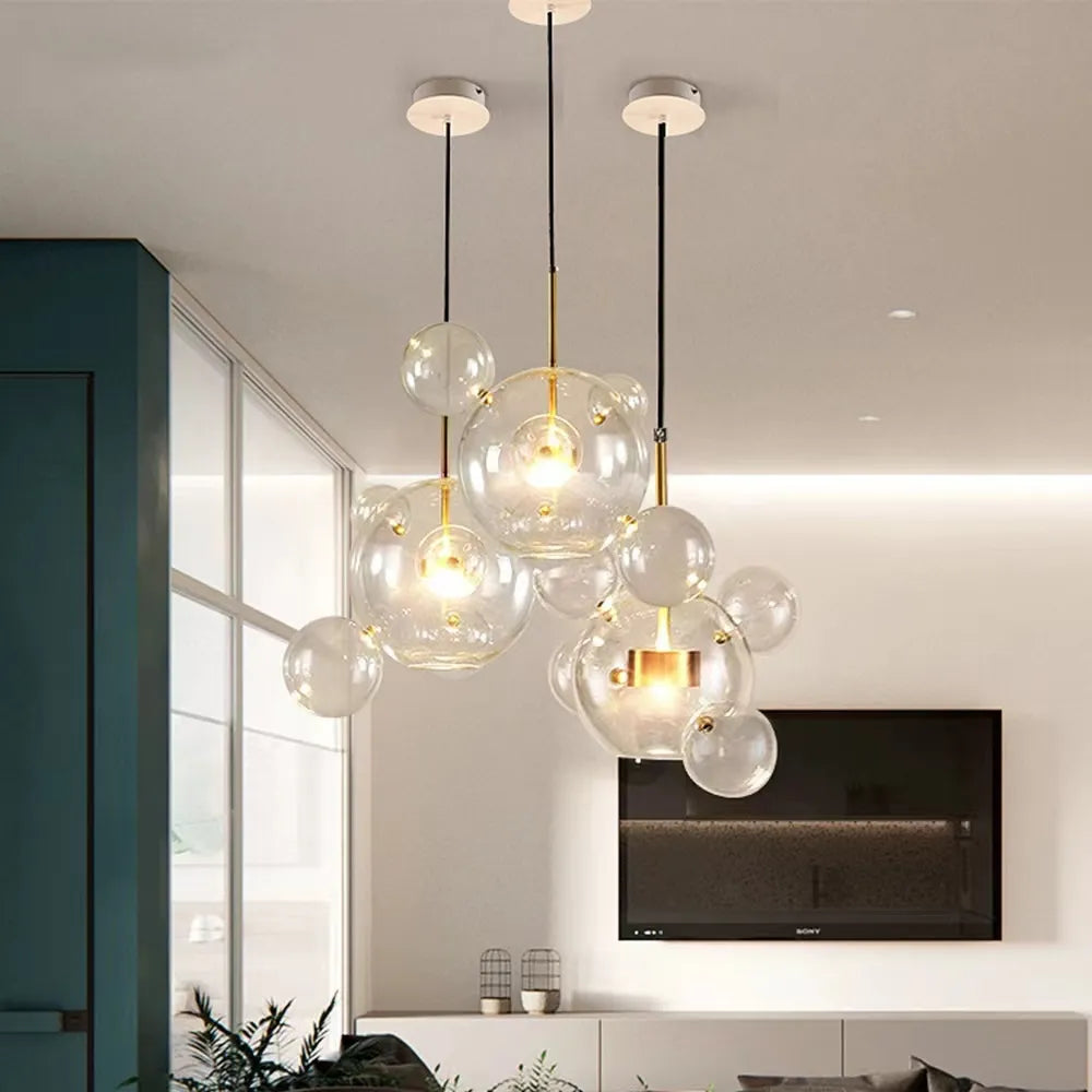 Lampe LED suspendue en verre Mickey au design moderne, luminaire décoratif d'intérieur, luminaire décoratif de plafond, idéal pour un salon ou une salle à manger