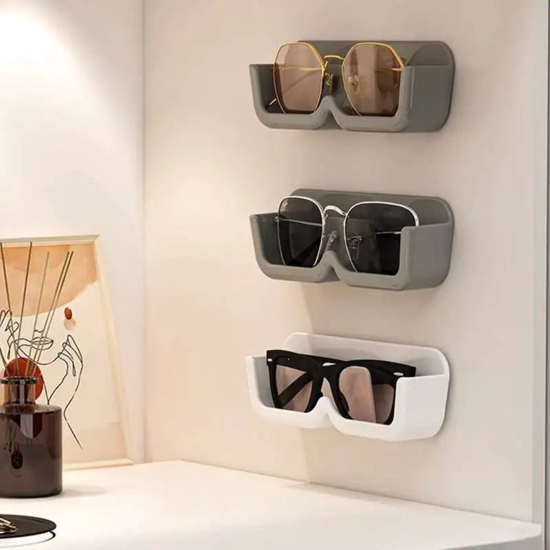 Vitrine en verre haut de gamme, boîte de rangement de lunettes, boîte de rangement murale perforée gratuite pour lunettes de soleil, support de rangement pour lunettes de soleil, rangement à domicile