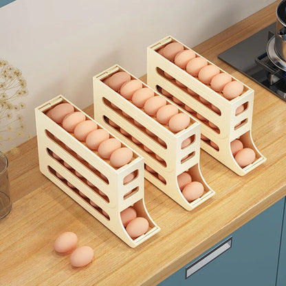 New Refrigerator Automatic Scrolling Egg Rack Holder Storage Box Egg Storage Holder Container Organizer Rolldown Egg Dispenser