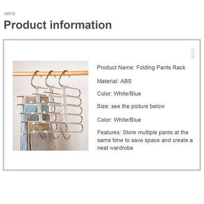 Stainless Steel Retractable Trouser Rack Folding Multi-functional Multi-layer Hanger Home Storage Clothes Drying Rack